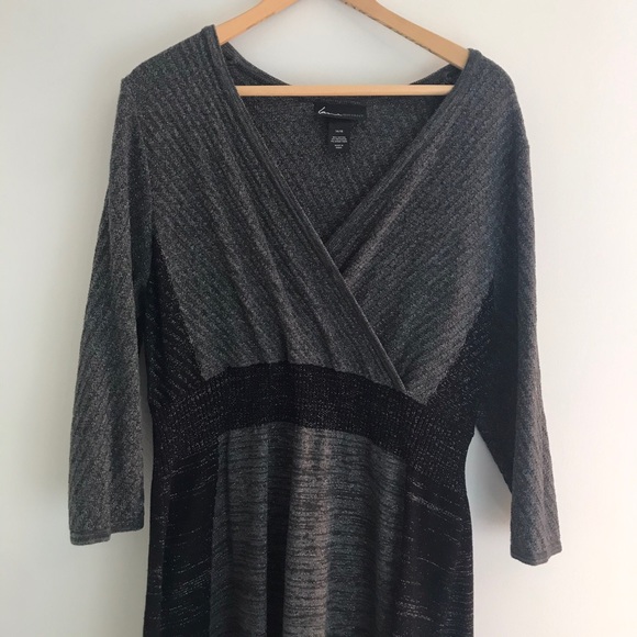 Lane Bryant Knit Sweater Dress Cross 14/16 gray - Picture 2 of 7